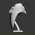 Elegant White Lace Collar Accessory With Red Bead Embellishments On Mannequin