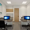 Modern Professional Monitoring Room Interior With Multiple Display Screens And Workstations