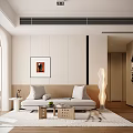 Modern Living Dining Room Interior With TV Wall Storage Cabinets Coffee Table Sofa 3d model