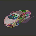 Silver Modern Sports Car with Blue Streamer Accents and Sleek Aerodynamic Design