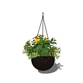 Modern hanging basket potted plant pendant wall decoration 3d model