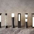 Modern Outdoor Lights With Various Stylish Designs On Stone Floor