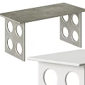 Modern Silver Metal Console Table with Circular Cutouts and Sleek Modern Design 3d model