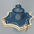Garden Fountain Ornament With Multi Tiered Design And Octagonal Stone Base Decorative Statues
