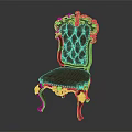 Classic Carved Accent Chair With Tufted Leather Seat And Ornate Dark Wood Frame Legs