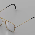 Modern Square Eyeglasses With Gold Frame And Black Temples For Daily Use
