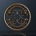 Decorative Circular Brass Handle with Intricate Swirl Patterns and Ornate Design