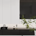 Modern Open Living Dining Room Interior With White Sofa Coffee Table Plants And Cabinets
