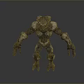 3D Lava Monster Model With Rock Body Flowing Lava And Flaming Limbs