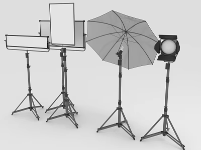 Professional Photography Equipment Setup With Softbox Reflector Umbrella Light And Studio Stand 3d model