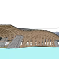 Covered Bridge Landscape Bridge Wind and Rain Bridge 3d model