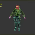 Game Movie Character Wearing Gas Mask With Orange Goggles Camouflage Uniform And Tactical Gear