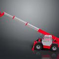 Red And White Industrial Telehandler With Extendable Boom And Operator Cab 3d model