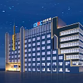 Modern Multi Storey Office Building Illuminated Under Starry Night Sky 3d model