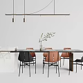 Modern Dining Table and Chair Combination Simple Nakajima Bar Table and Chair 3d model