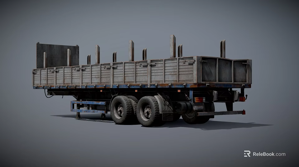 Heavy Duty Flatbed Truck With Stakes For Commercial Cargo Transport 3d model 