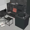 Modern Kitchen Interior Design With Dining Table Chairs And Cabinets 3d model