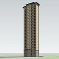 Tall Modern High Rise Building Facade With Regular Windows Decorative Top And Base 3d model