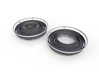 Modern Circular Black Architectural Components With Metal Frame Structure Design 3d model