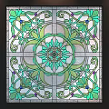 Ornate Filigree Window with Central Floral Design and Symmetrical Intricate Patterns