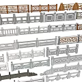 Various Decorative Railing Designs Featuring Traditional And Modern Patterns And Styles 3d model