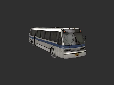 White City Bus With Blue Stripe Modern Design And Side View 3d model