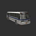 White City Bus With Blue Stripe Modern Design And Side View 3d model
