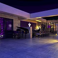 Modern Restaurant Interior With Dining Tables Chairs Pendant Lights And Sofa Seating