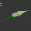 Shiny Red Narwhal With Long Tusk And Reflection On Dark Surface 3d model