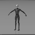 Humanoid Robot Mechanical Character With White Head Black Body Joints And Dark Background 3d model