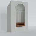 Modern Entryway Side Cabinet With White Finish Arched Design And Brown Cushioned Seat