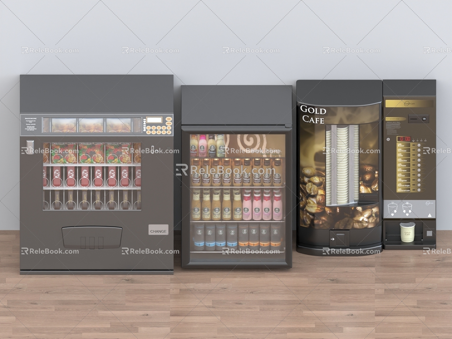 Coffee Machine Cold Drink Machine Beverage Machine Bin Kirin and Freezer Freezer Vending Machine Vending Machine 3d model