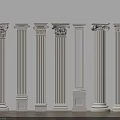 Classical White Columns With Intricate Carvings And Fluted Designs 3d model