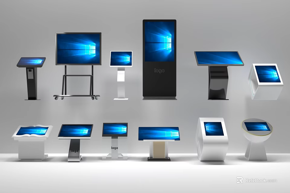 Public Facilities Interactive Touchscreen Kiosks With Various Designs And Digital Displays 3d model 