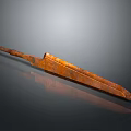Ancient Rusty Weapon With Long Handle And Sharp Vintage Blade 3d model