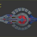 Futuristic Silver Water Vehicle With Red Circular Center Blue Accents And Gear Like Structure