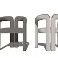 Modern Stylish Dining Chairs With Gray And White Upholstery And Curved Armrests Design