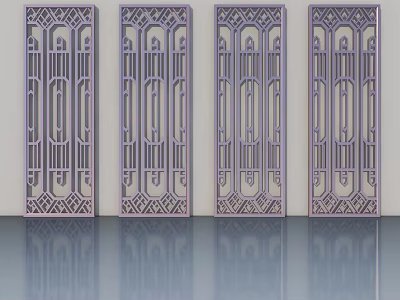 Elegant Swing Doors With Intricate Carved Patterns And Decorative Panels 3d model