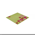 Green Square Rug with Cute Flower Patterns in Red Pink and Other Colors