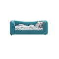Modern Turquoise Sofa Bed With Plush Upholstery Polka Dot Mattress And Pillows