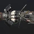 Mechanical Sci Fi Weapon Featuring Complex Industrial Design Metal Gears Pipes And Cables