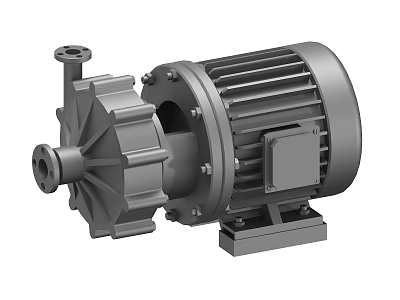 Heavy Duty Industrial Pump With Integrated Electric Motor And Metal Housing For Mechanical Applications 3d model