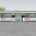 Modern Bus Stop With Glass Curtain Walls Seats And Electronic Screens