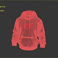 Gray Hoodie with Red Lining Accents Sleeve Patterns and Front LOUD Lettering