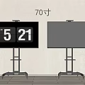 Two 70 Inch TVs on Black Stands in Room With White Wall and Wooden Floor