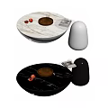 Modern White And Black Marble Coffee Table With Irregular Base Fruit Books And Cups 3d model