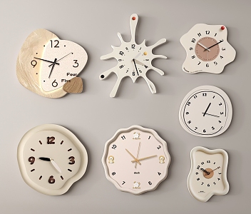 Cream wind clock wall clock 3d model