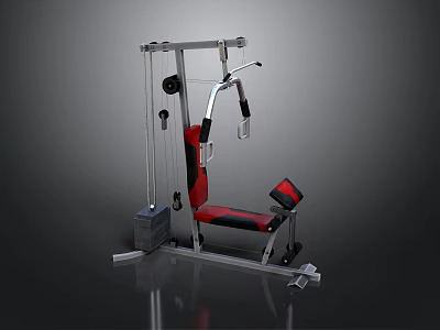 Multi Functional Home Gym Fitness Equipment With Red Black Seats And Metal Frame 3d model