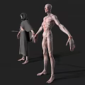 Cloaked And Emaciated Game Movie Characters With Red Markings And Pale Skin