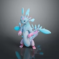 Cute Fantasy Game Movie Character With Blue Pink Fins And Dragon Like Frilled Design
